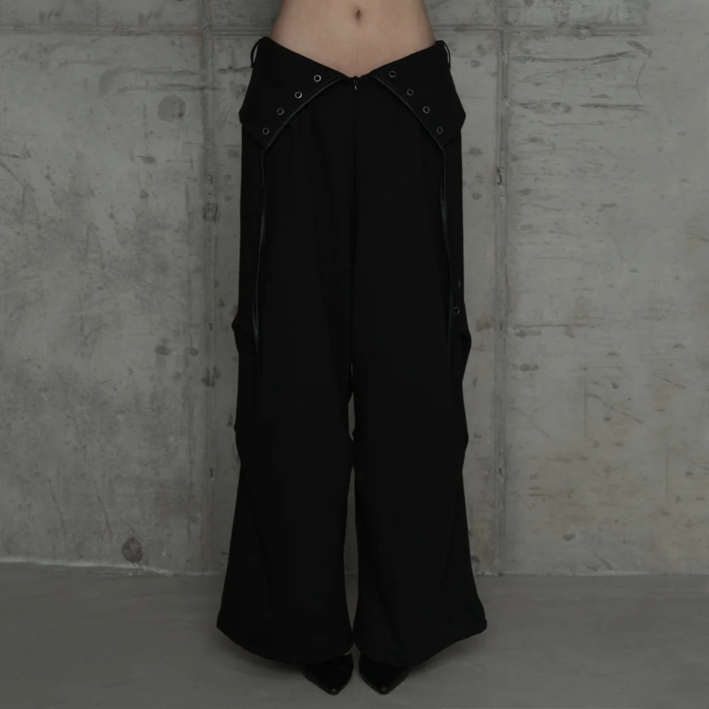 Double Rib Pintuck Training Pants (Black)