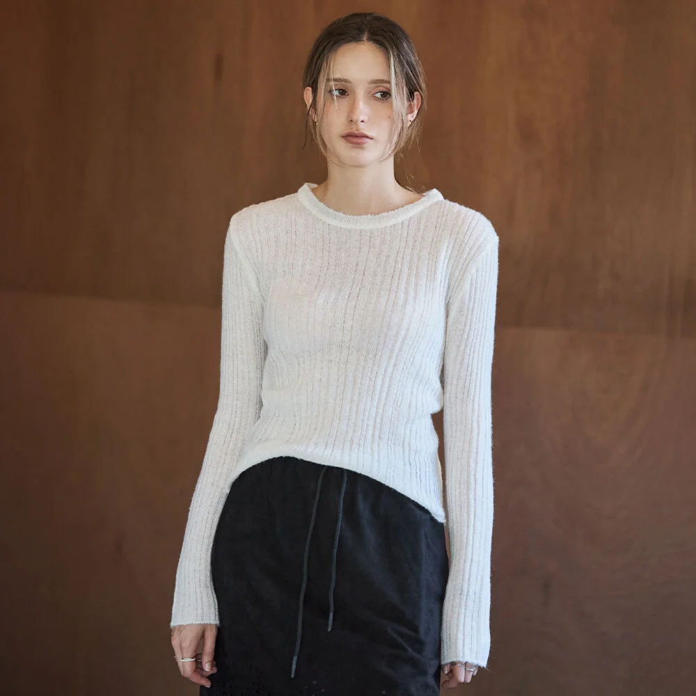 線條 馬海毛 Round Knit IVORY