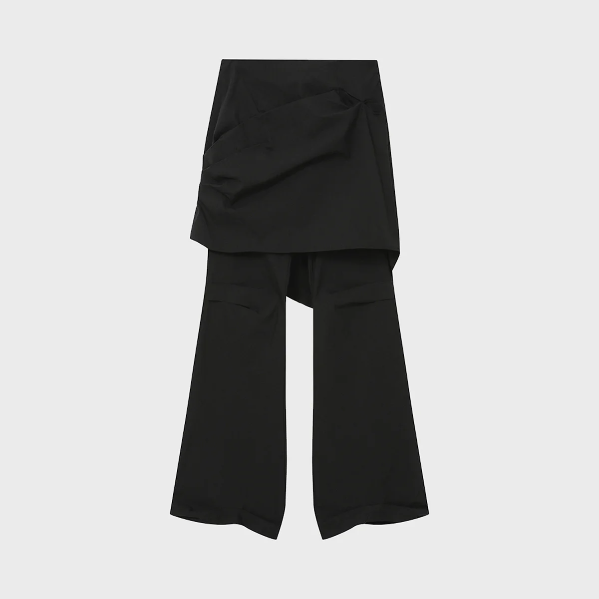 Draped chiton midi skirt pants SET BLACK