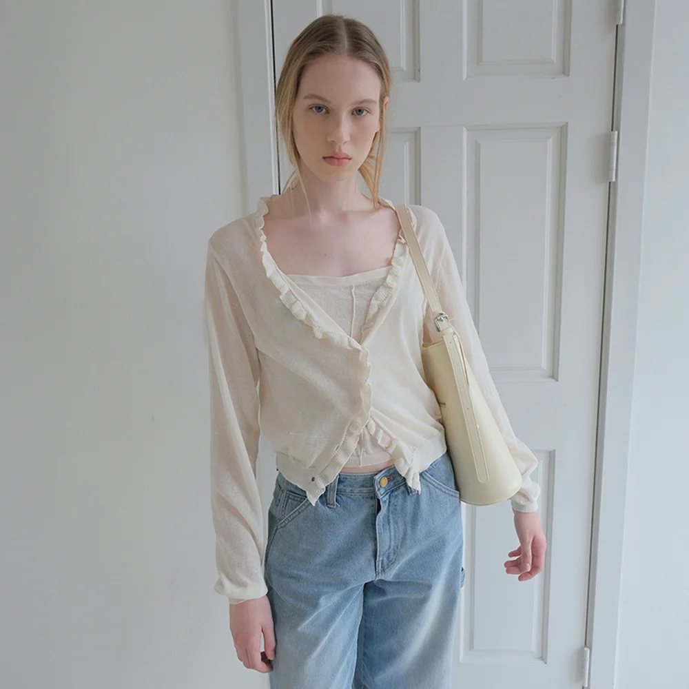 Mew Frill Cardigan Set - Ivory