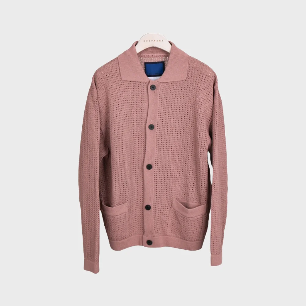 HANJI PAPER OPEN NET CARDIGAN_PINK