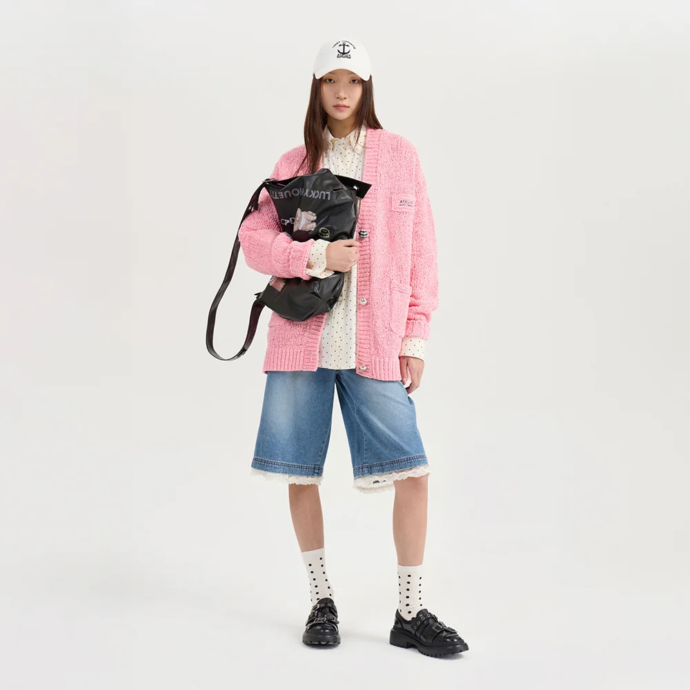 Velvet Tape Knit Cardigan (pink) LFWCM26800PIX