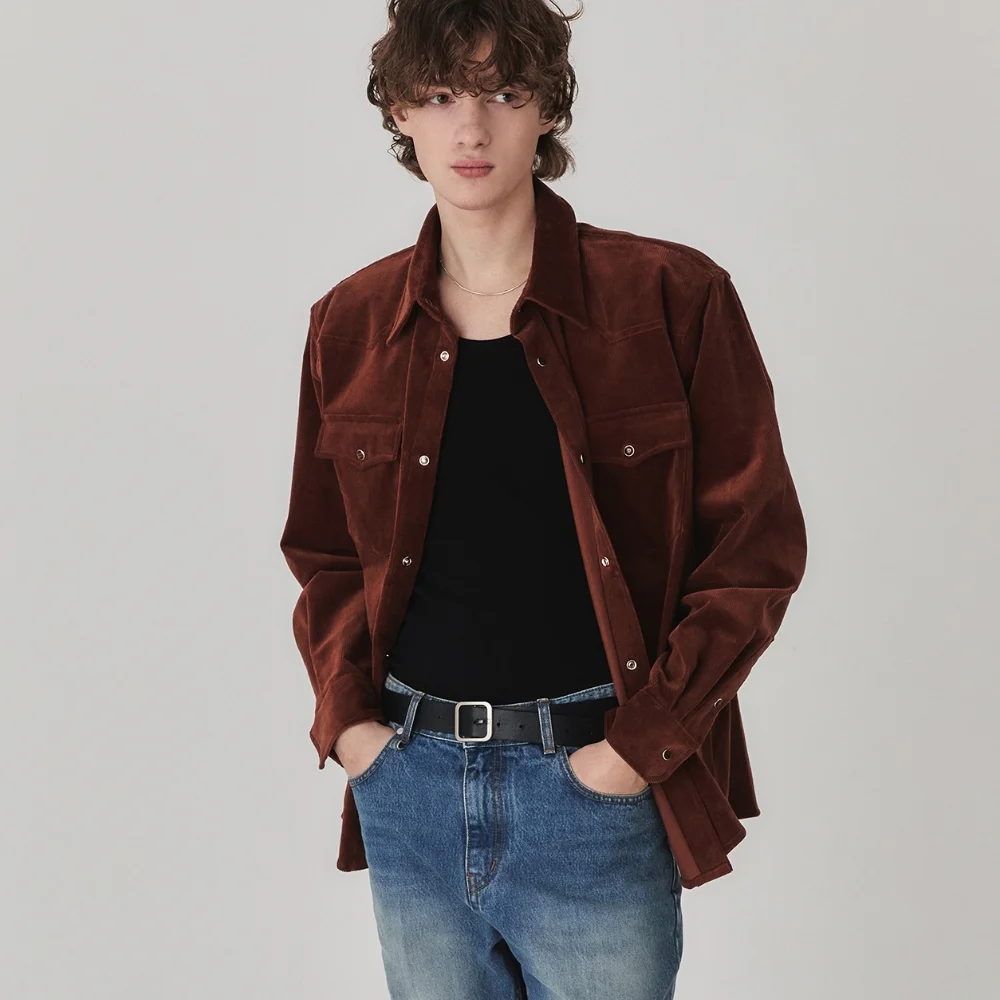 Western Corduroy Shirt_Cinnamon Brown