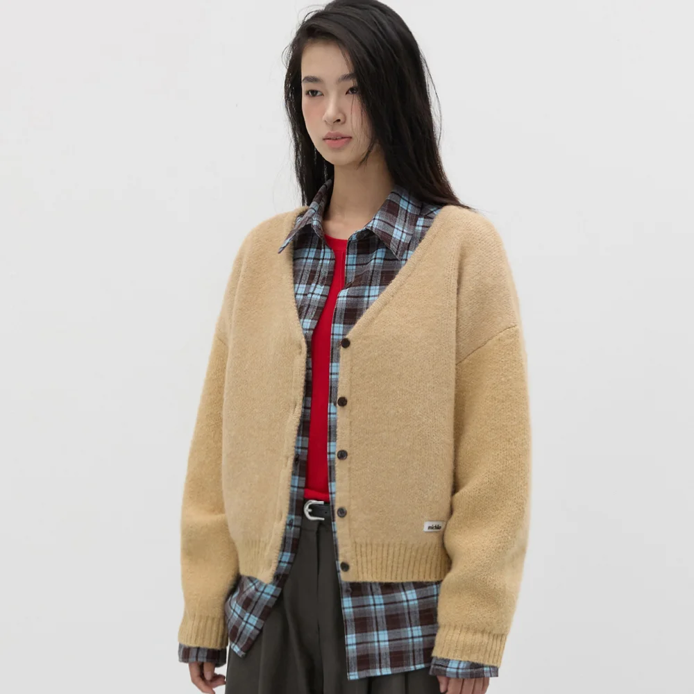 HEAVY WOOL KNIT CARDIGAN HONEY BEIGE