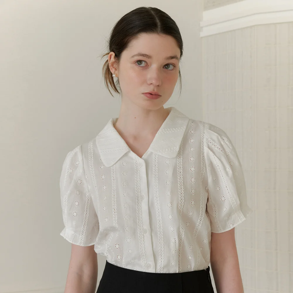 LACE PUFF SHIRT_WHITE