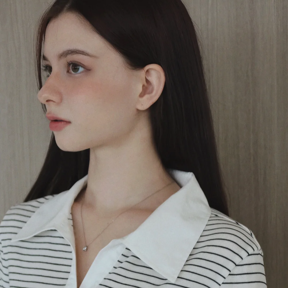 Stripe Collar Top_Ivory
