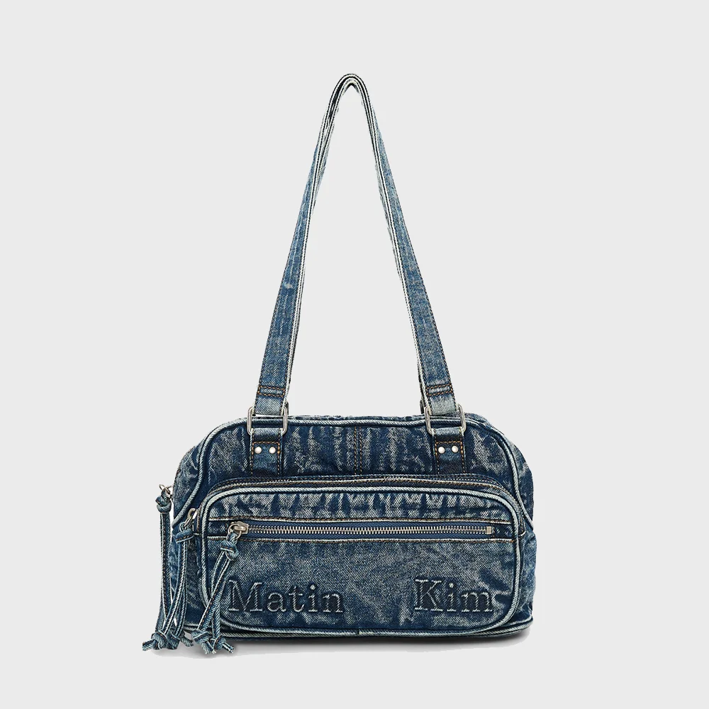MATIN DUST DENIM ONE POCKET SHOULDER BAG IN BLUE