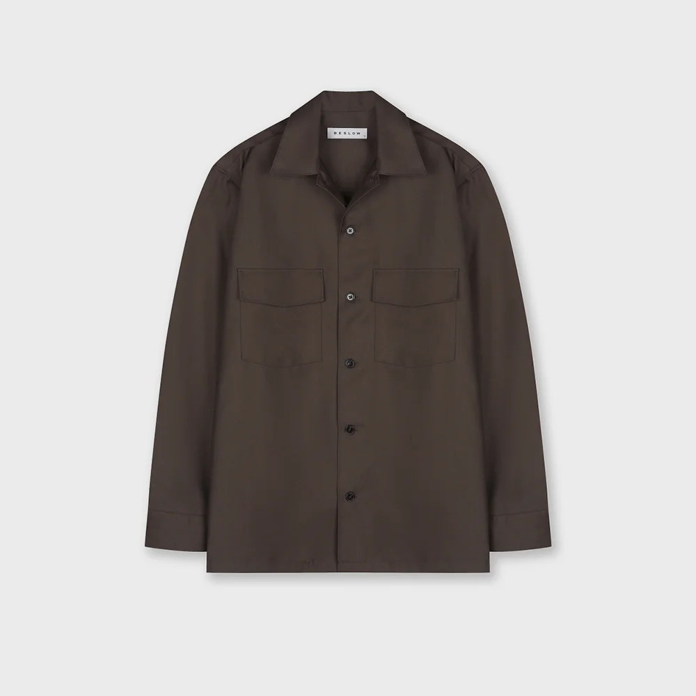 MILITARY CONVERTIBLE COLLAR SHIRTS MOCCA