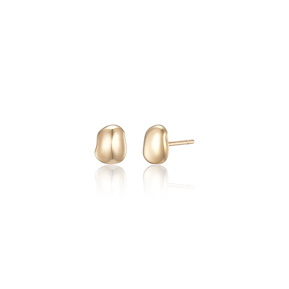 14k 流線 Pebble 耳環 (14k金色) #LFE45