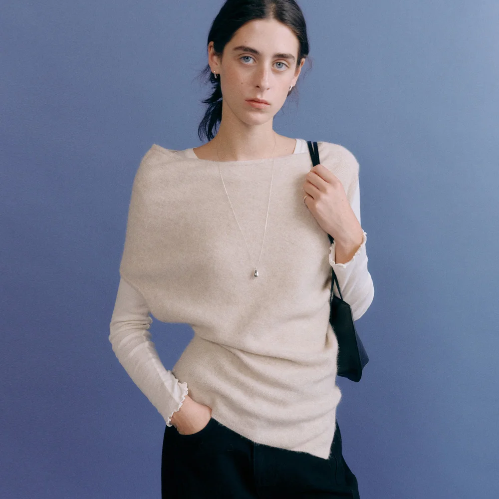 Cerin Wool Draped Knit (Beige)