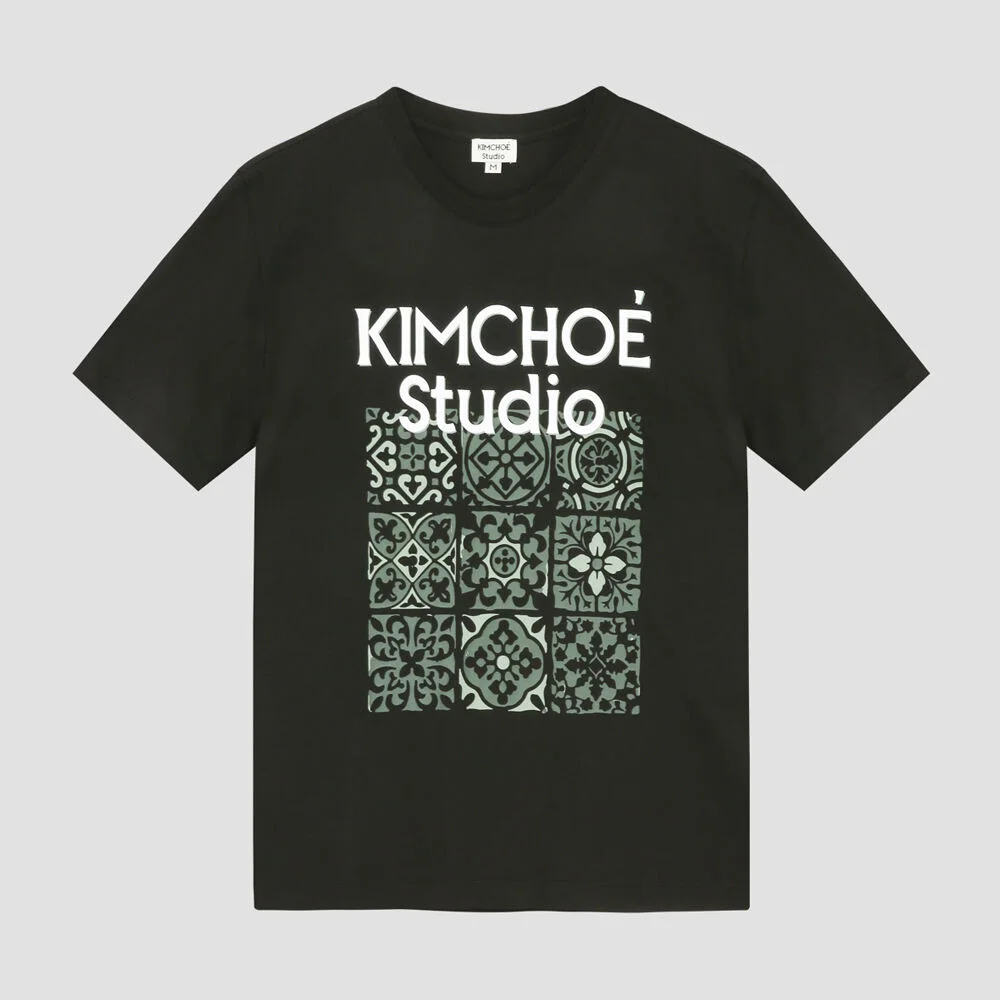 有機 純棉 Morocco Tile 印花 T恤 黑色