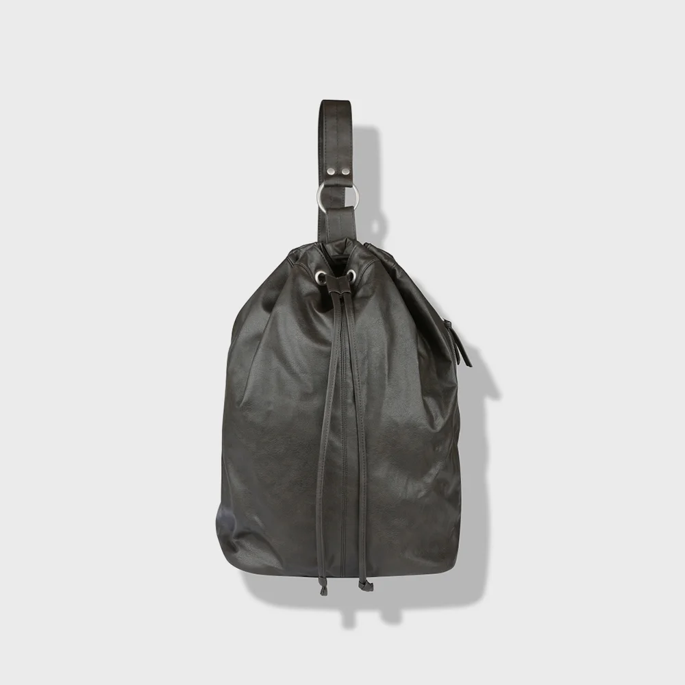 FAUX LEATHER STRING CROSS BAG BROWN