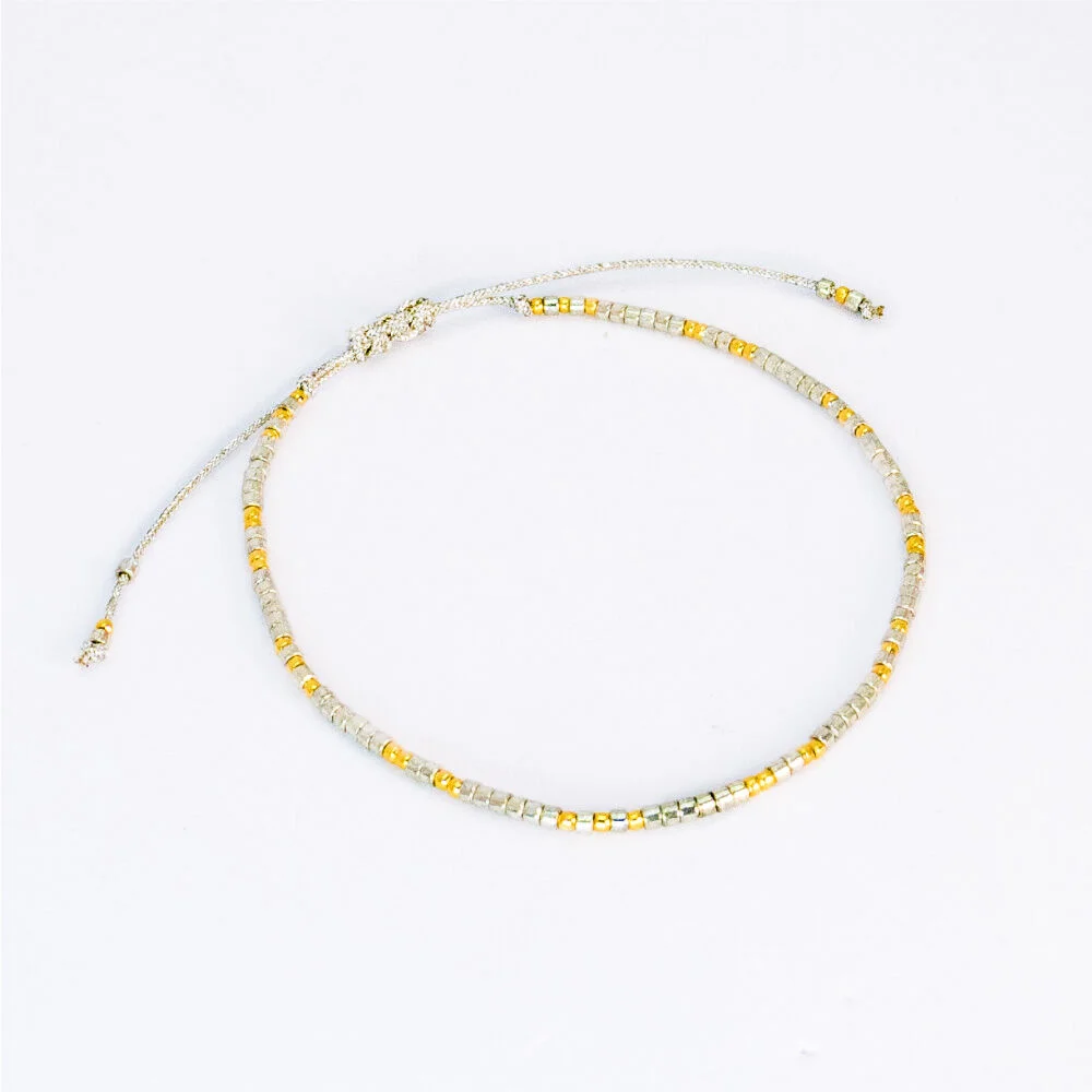 HR 352B_Color Beads Fabric Bracelet
