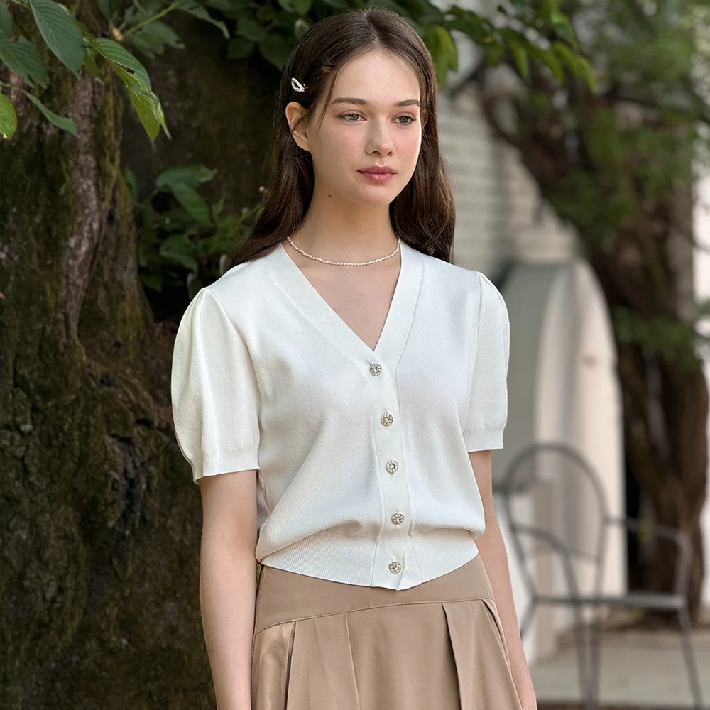 Lautre Ambre shine White knit cardigan