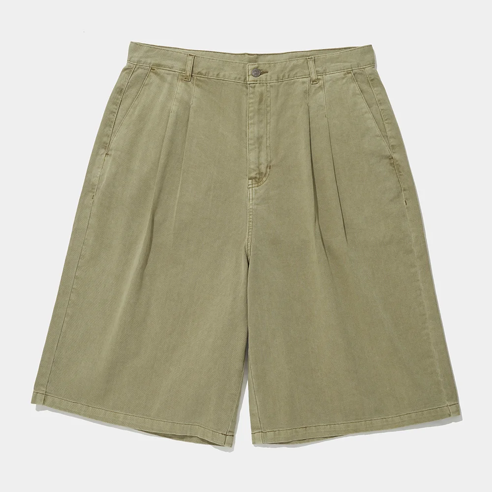 TWOTUCK DYED TWILL BERMUDA SHORTS PANTS_BEIGE