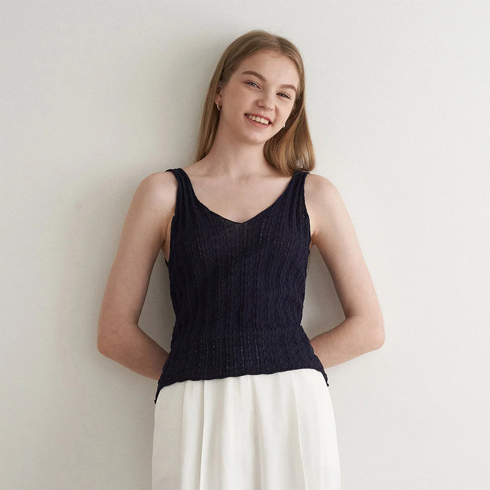 Twist knit sleeveless - navy