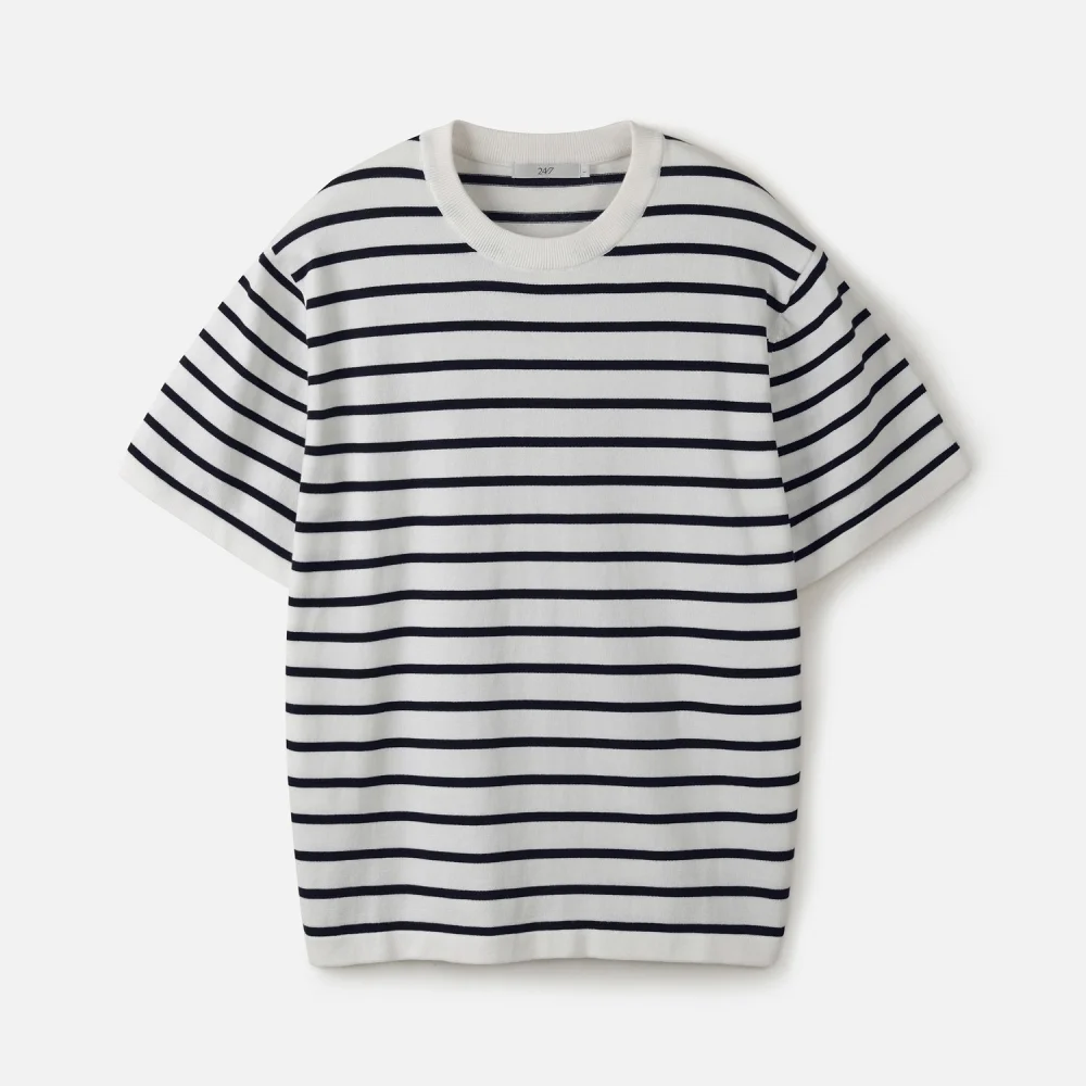SUPIMA COTTON STRIPE H/KNIT WHITE (247)