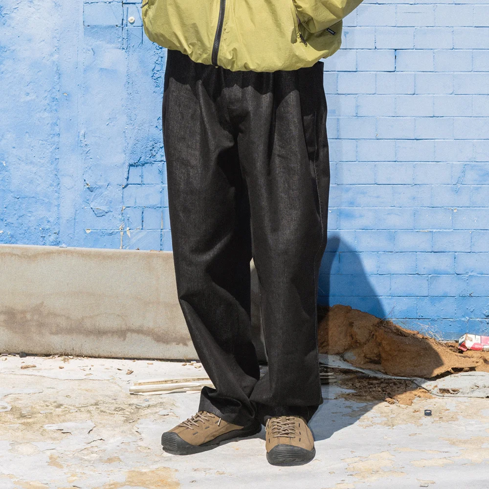TWO TUCK WIDE DENIM PANTS (BLACK)