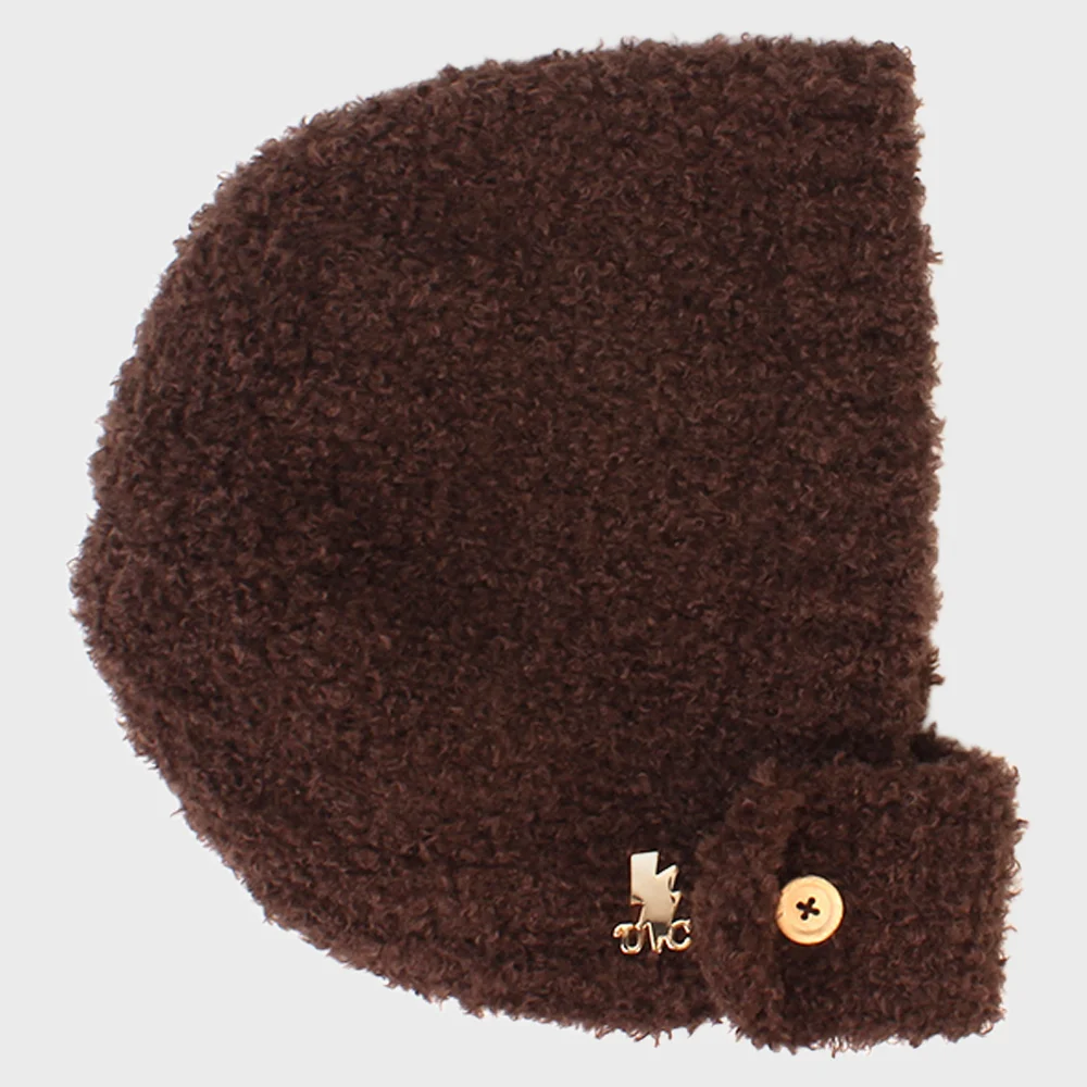 Fleece Button Brown Balaclava 針織帽