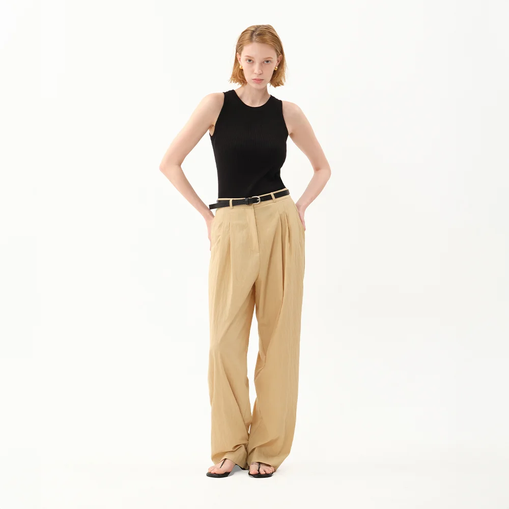 relaxed summer pants_yellow beige