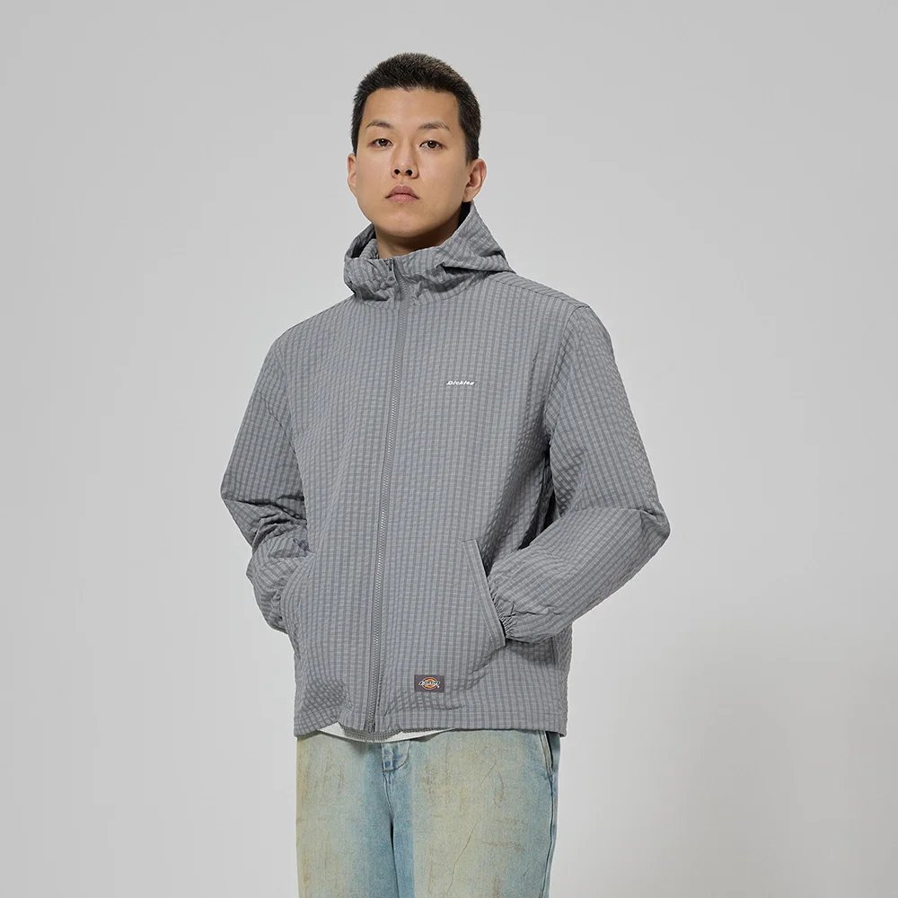 網格 格紋 淺 風衣 Gray