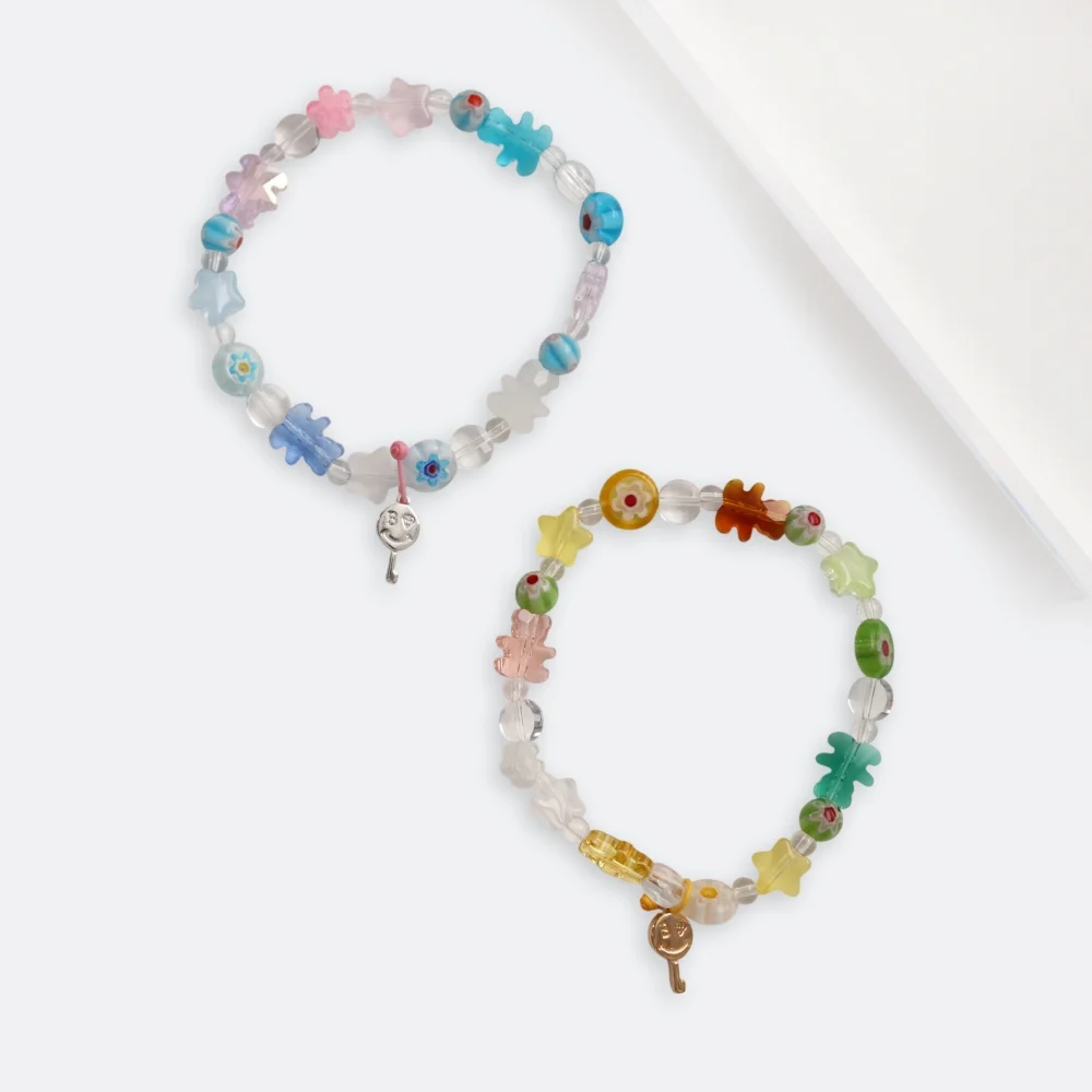 Little joy motive mix Bracelet 色 玻璃 花 星星 小熊 Motif 混搭 串珠 手鏈