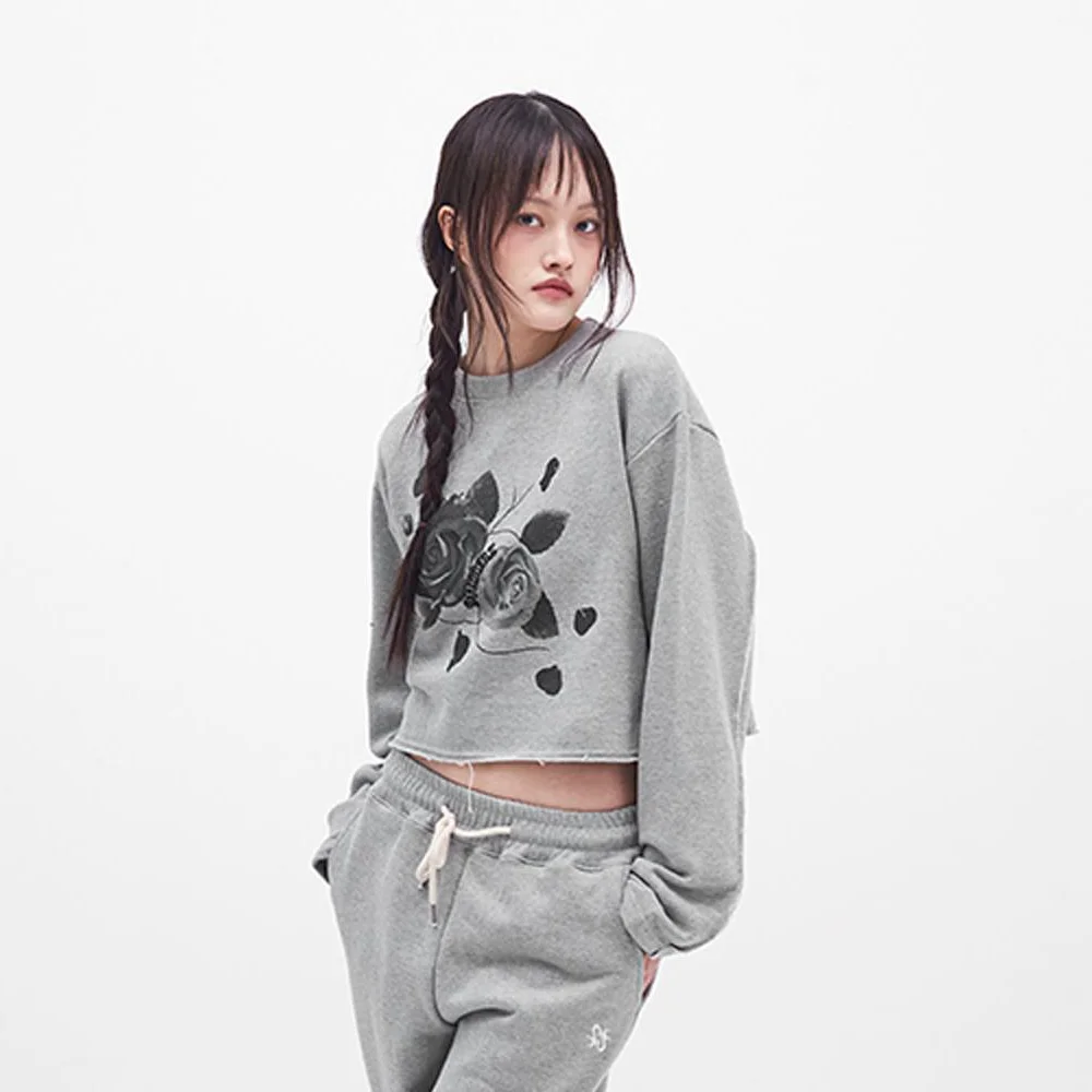CLASSIC ROSE SIGNATURE CREW SWEATSHIRT_ #DUSTED PETAL GREY