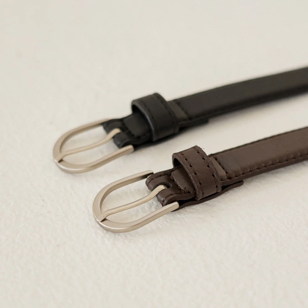Leather Slim Belt - Black