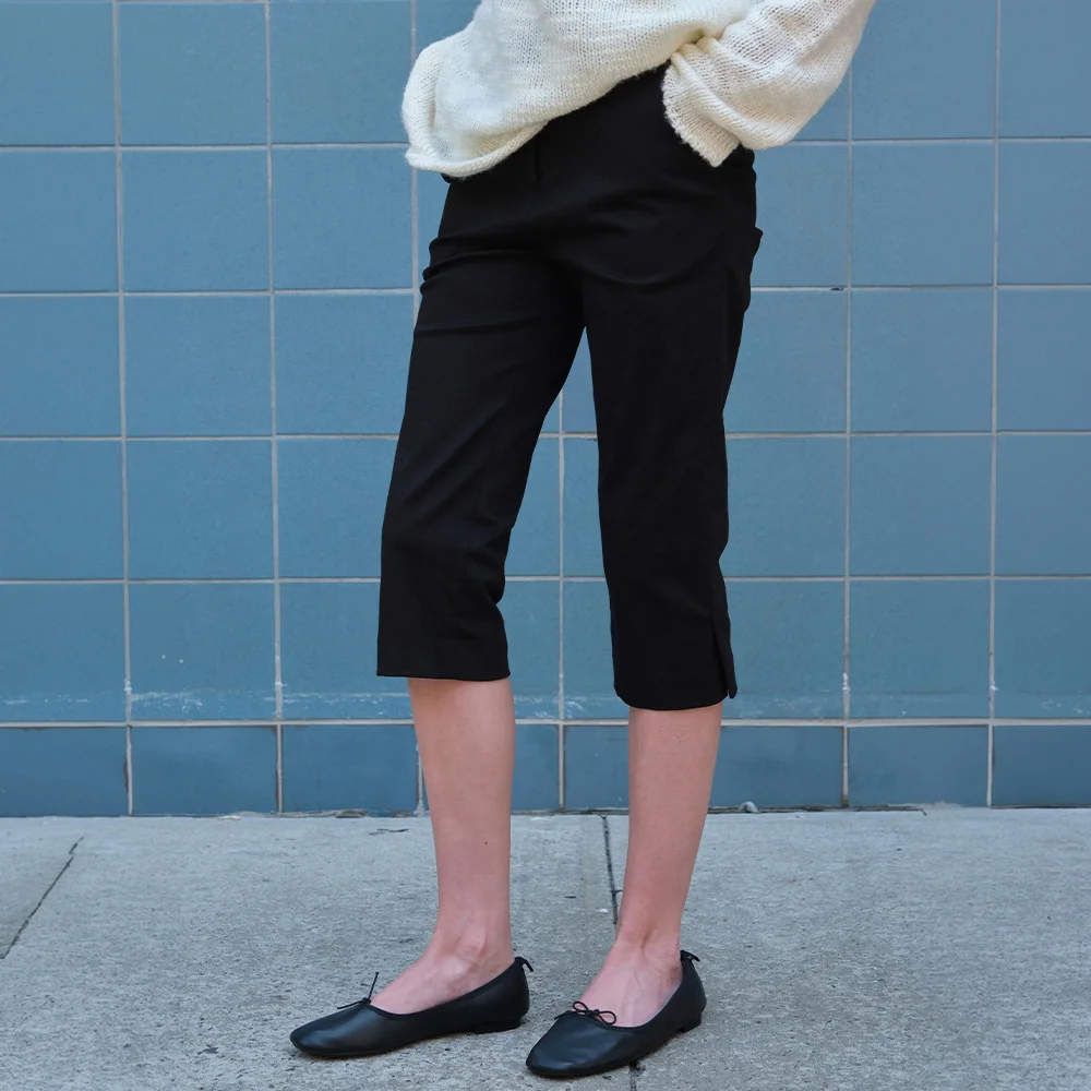 Slit Capri Pants - Black