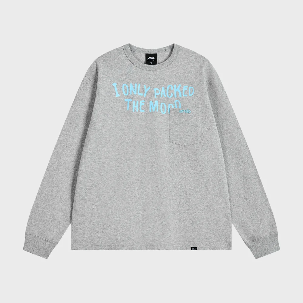 POCKET LONG SLEEVE T-SHIRT-MELANGE GRAY