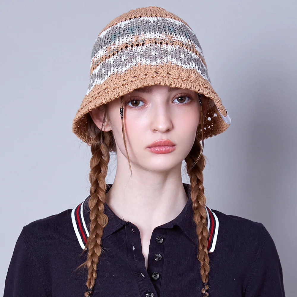 MARIA BROWN/WHITE BUCKET HAT
