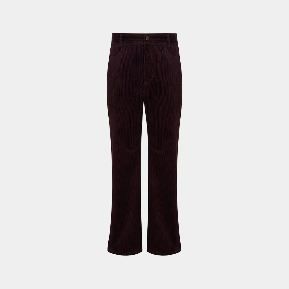 (W) CORDUROY FLARED PANTS - WINE