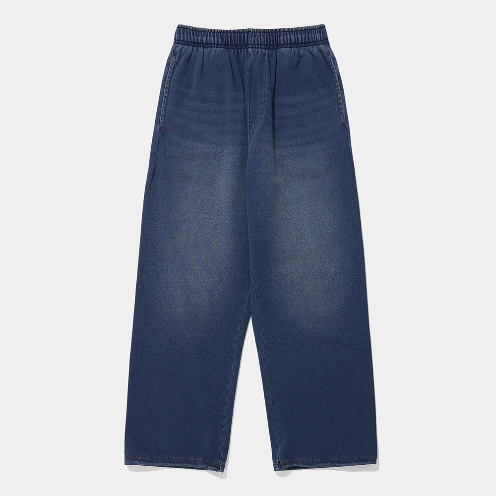 CAT WASHED LOOSE-FIT DENIM TERRY SWEATPANTS_MIDNIGHT JEAN