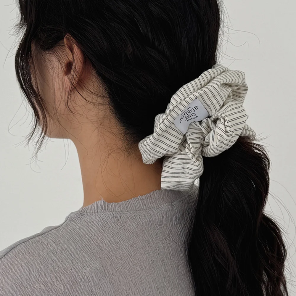 Wide Stripe Shirt Scrunchie