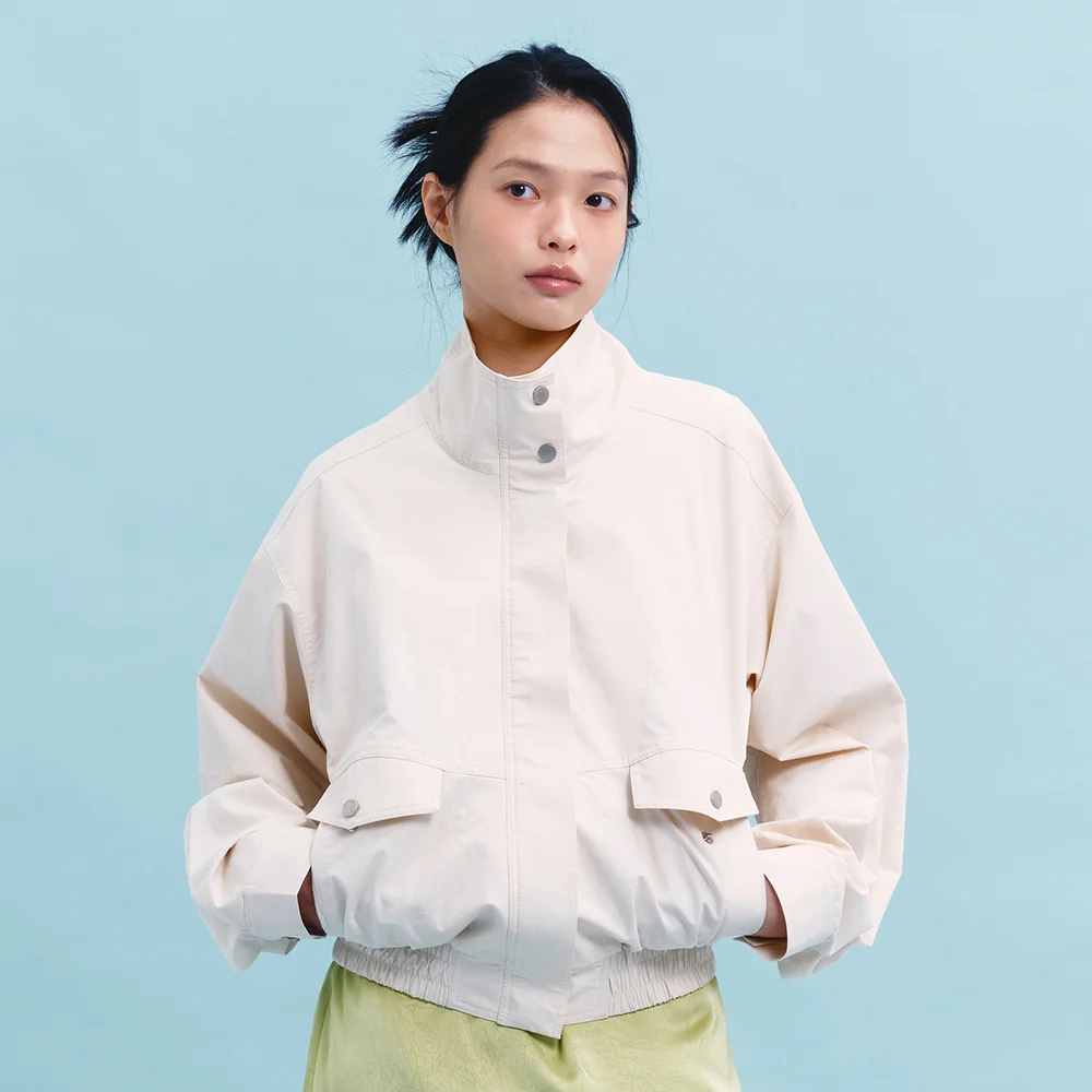 COTTON BOMBER JACKET (CREAM)