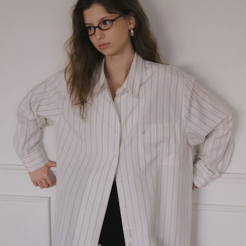 COTTON OVERSIZED SHIRTS_IVORY STRIPE