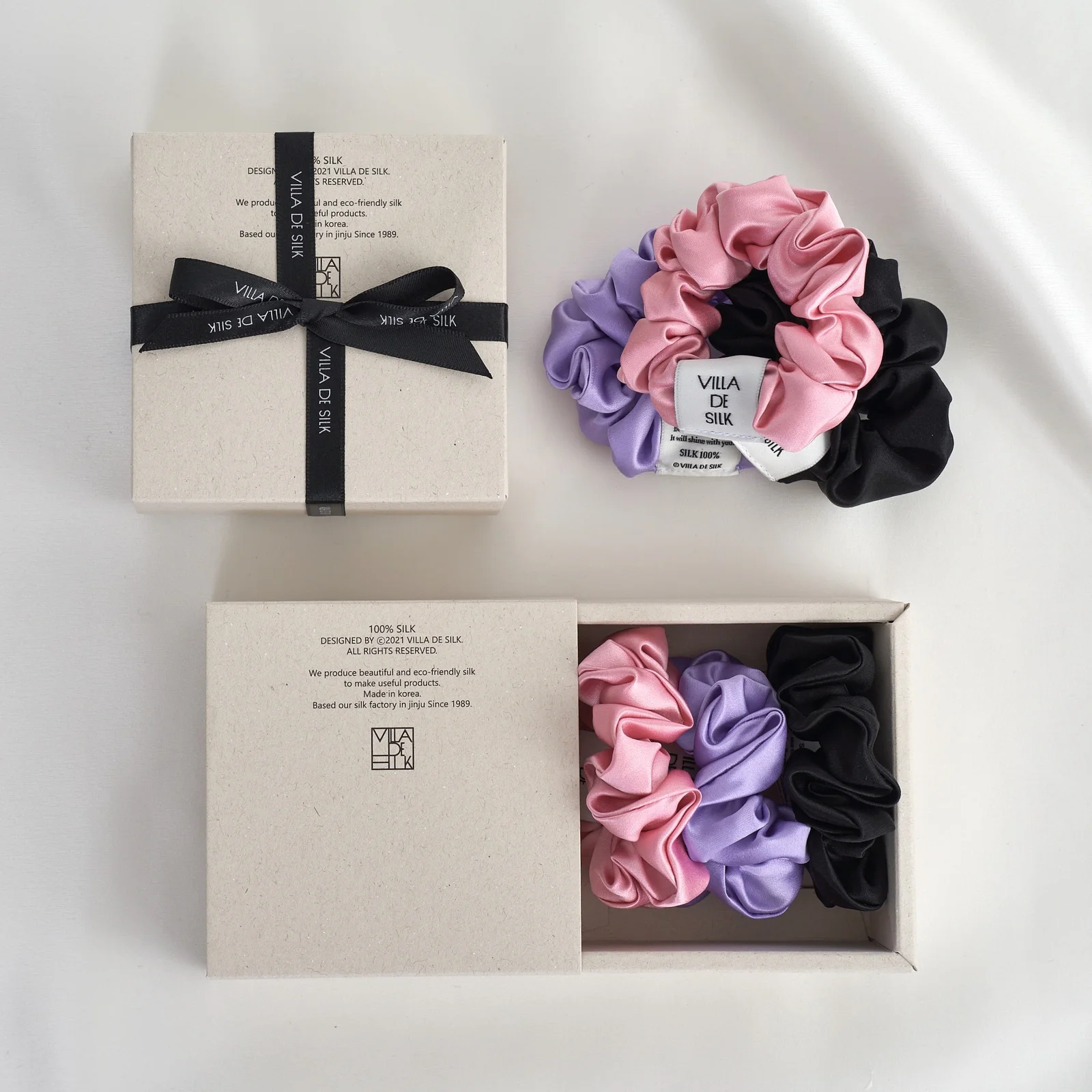 Baby scrunchie 3set (Pink/Purple/Black) 真絲 髮圈