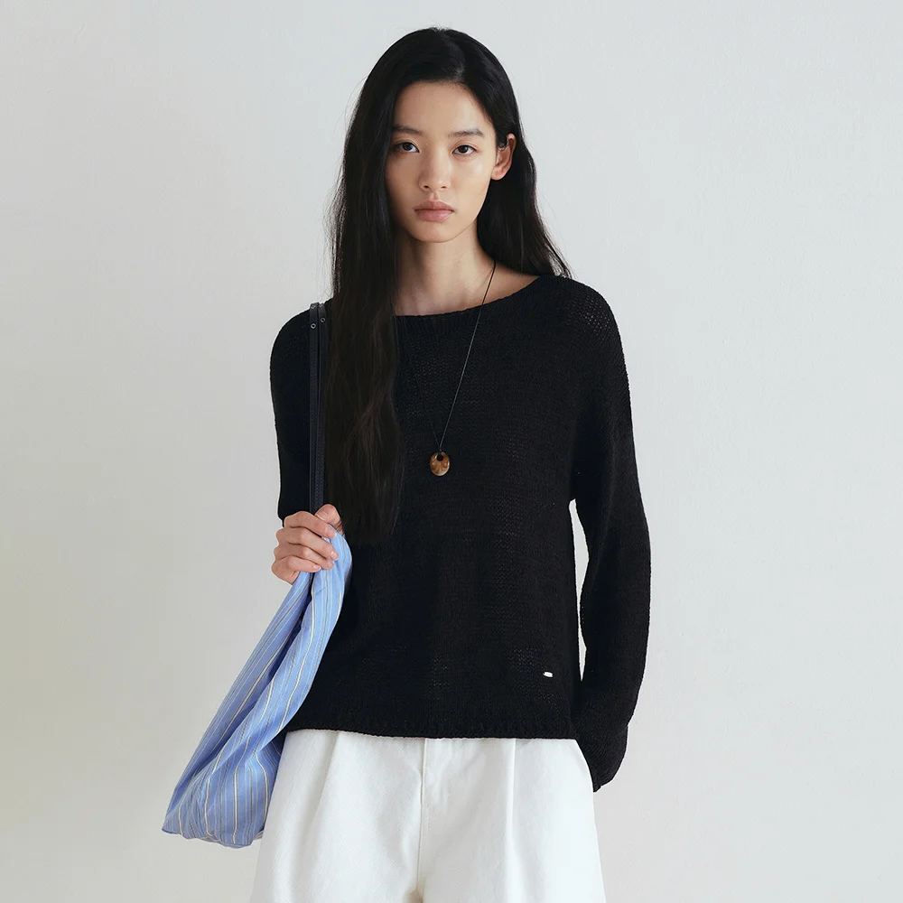 Open boatneck knit_Black