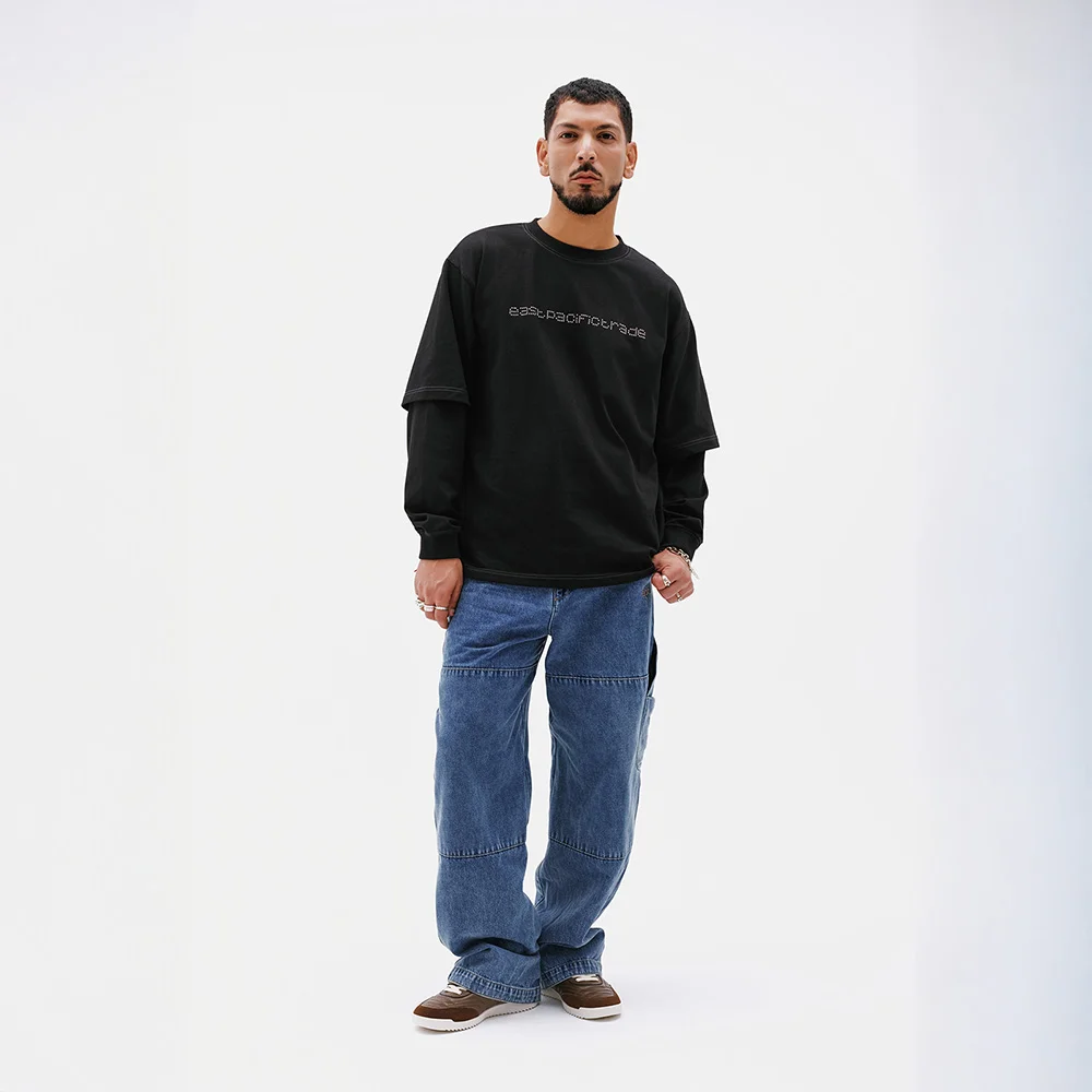 DENIM DOUBLE KNEE WORK PANTS (BLUE)