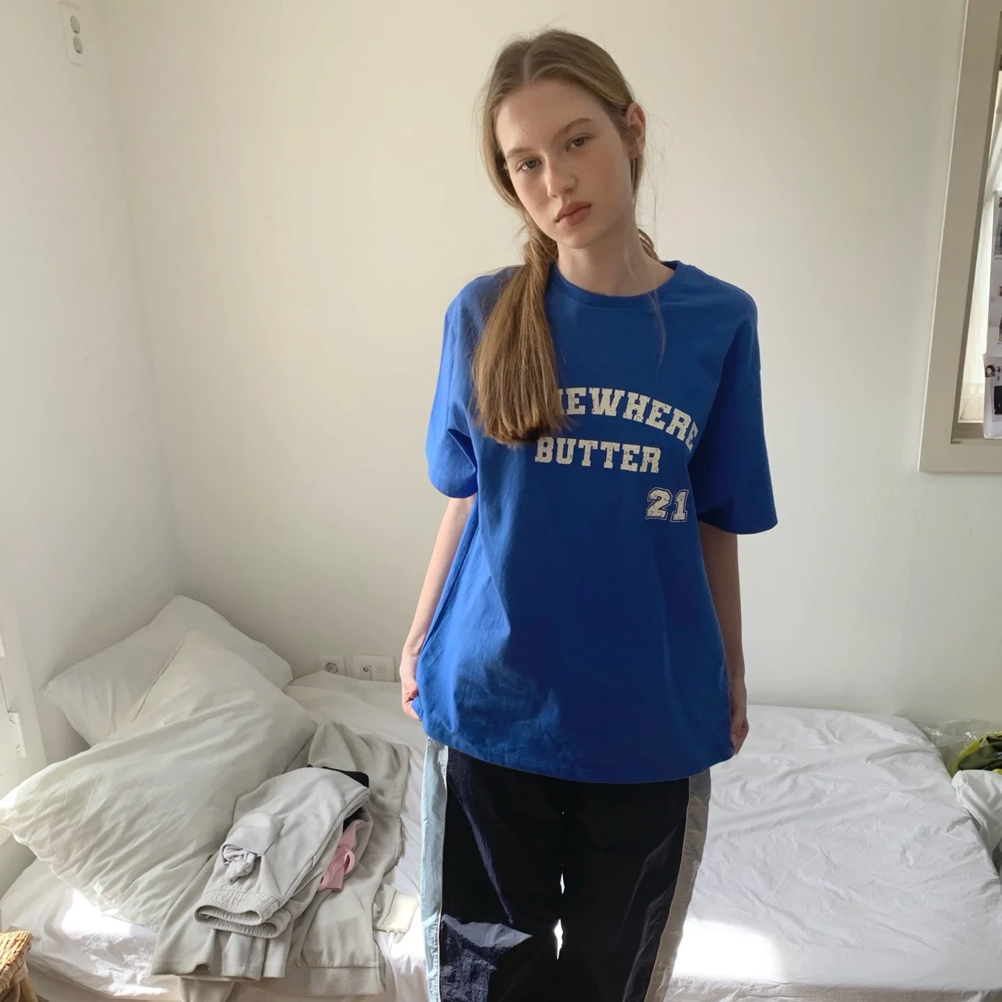 21 Square Logo Over-Fit Top - Cobalt Blue