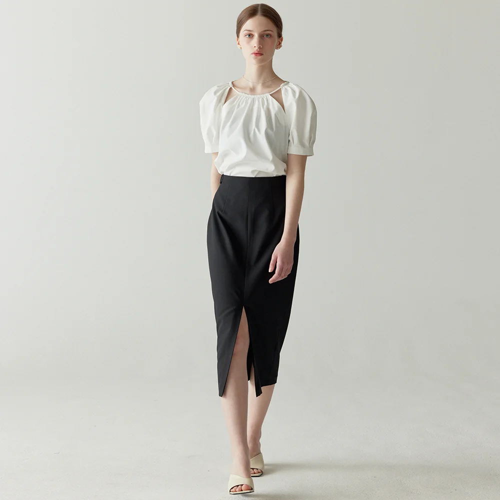 Classic Slit Skirt(Black)