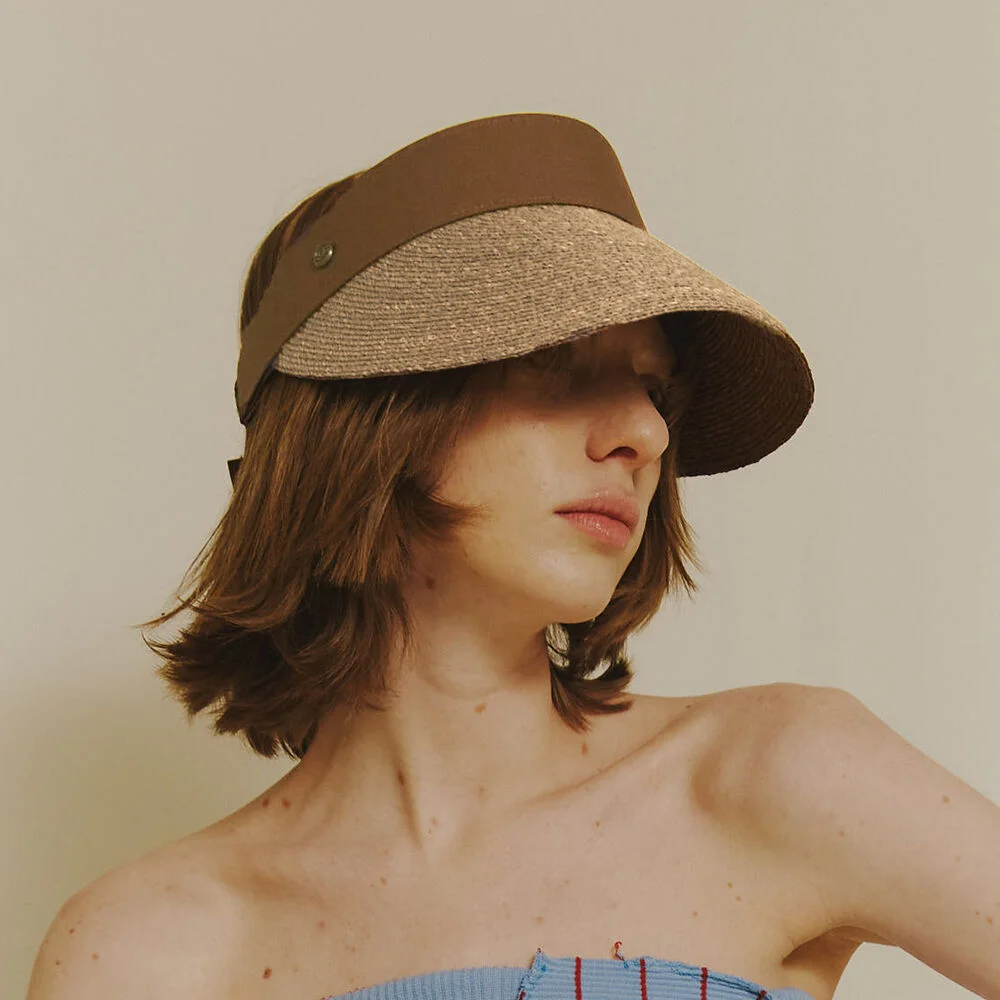 raffia sunvisor hat in brown