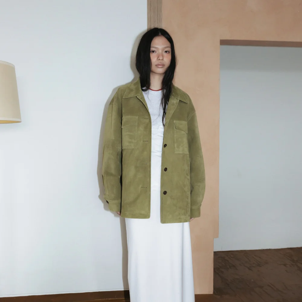 Suede Overshirt Jacket (Olive / Blue / Green)
