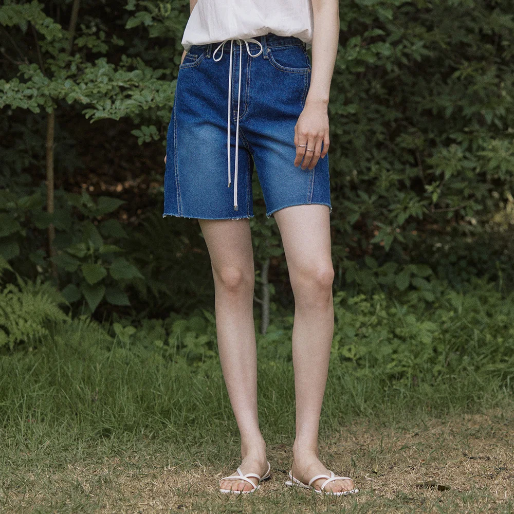 Choppy two line vintage short pants - blue