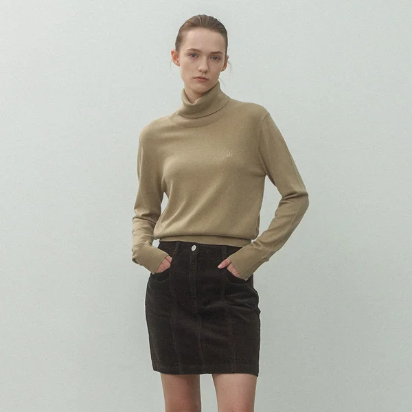 ESSENTIAL WOOL POLO NECK KNIT(T-6985)