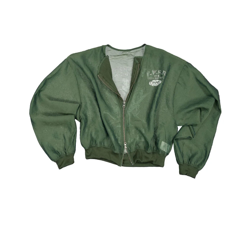 OVERTIME SHEER ZIP-UP-KHAKI
