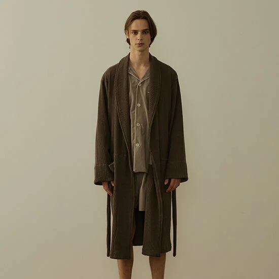 (m) Readymade Robe in Waffle Jersey Charcoal