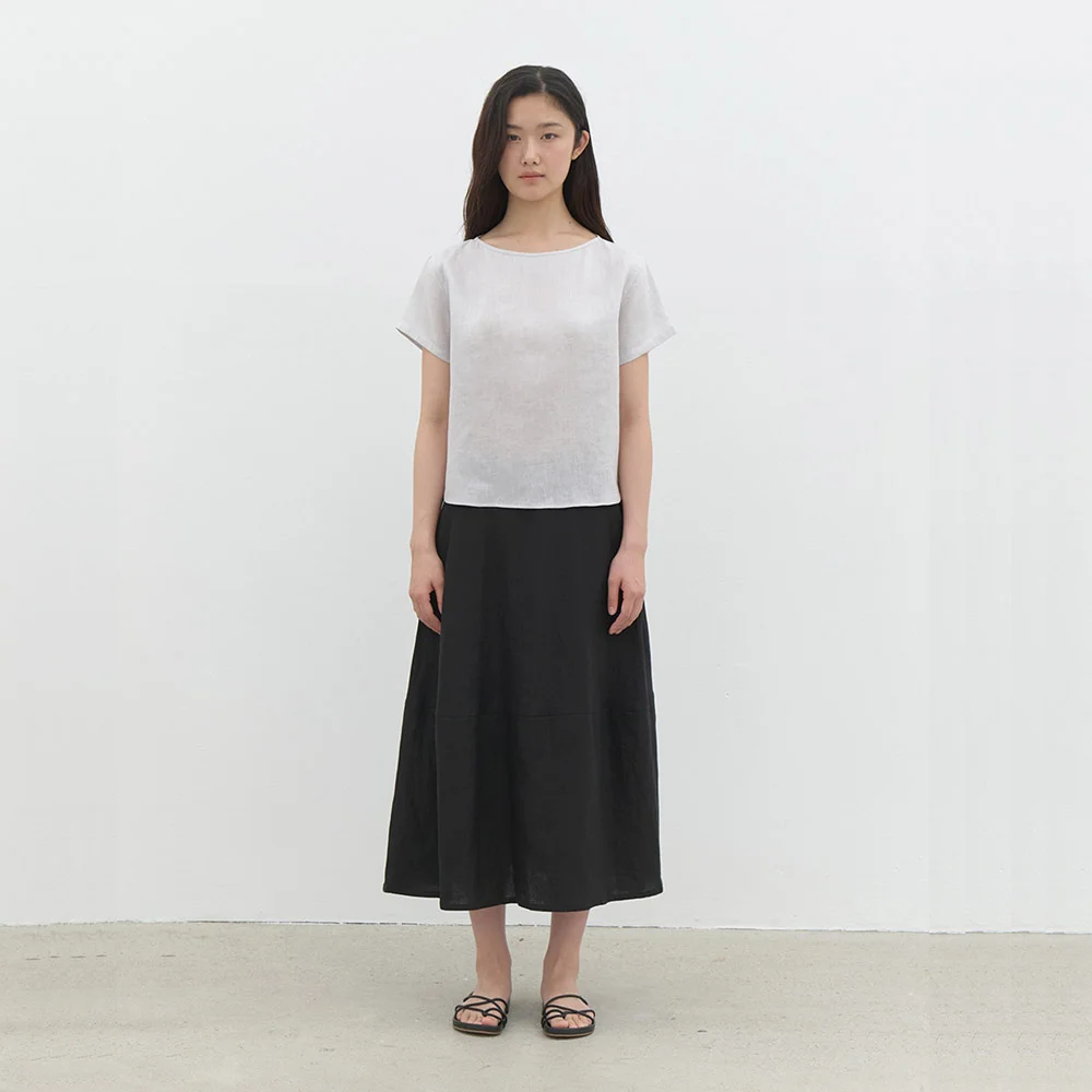 linen simple blouse-light grey