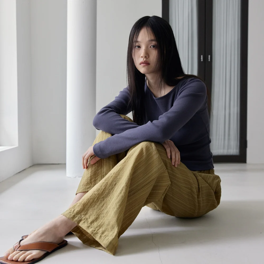 Cozy Stripe Banding Pants (Olive)