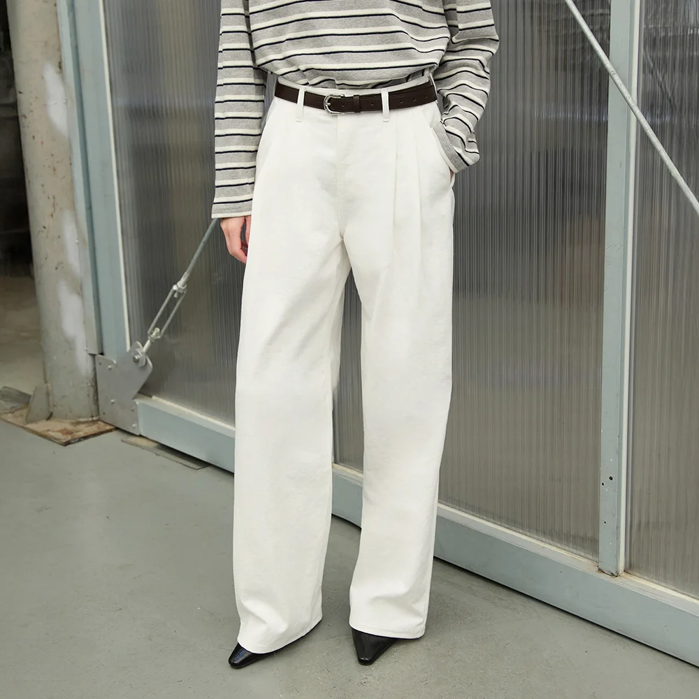 W1104 TWO TUCK COTTON PANTS_WHITE